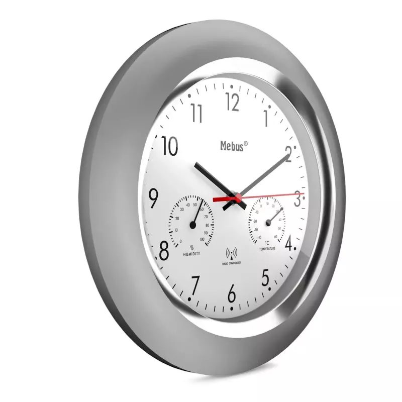 Reloj digital Mebus 19454 redondo plata blanco pila AA