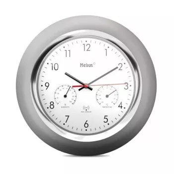 Reloj digital Mebus 19454 redondo plata blanco pila AA