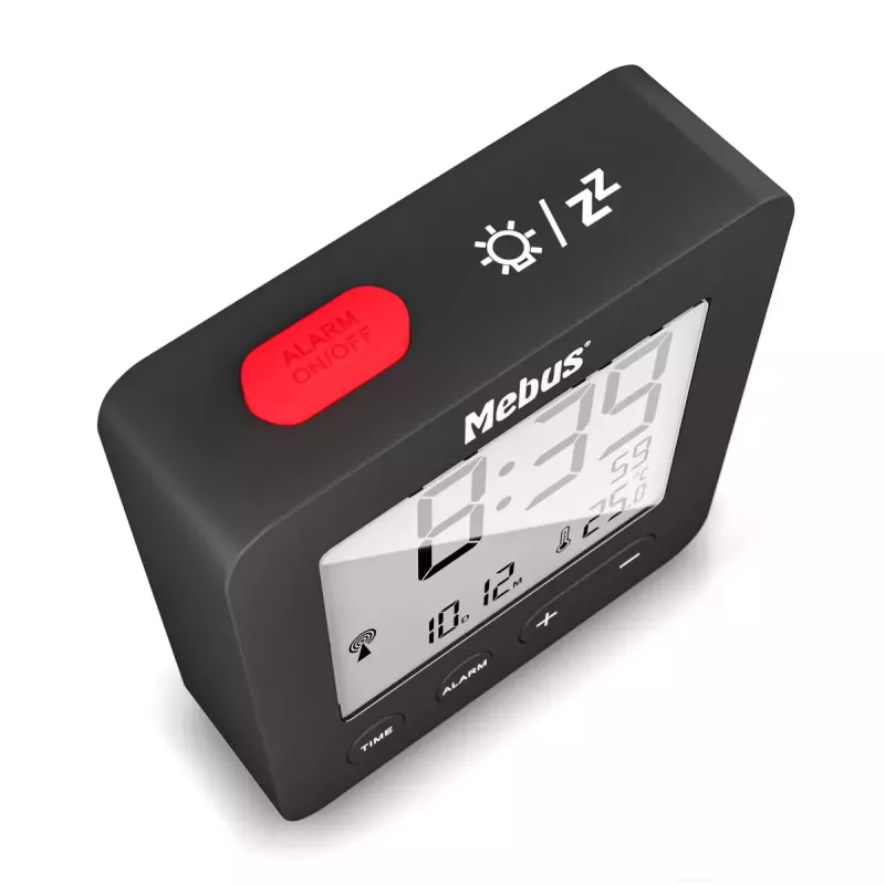 Despertador digital Mebus 25801 negro esférico pila AAA