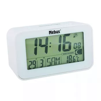 Despertador Mebus 51461 blanco pantalla LCD medición de temperatura