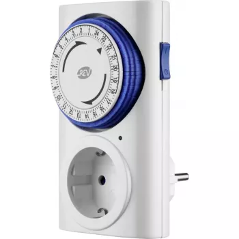 Temporizador analógico REV 0025400103 WS – temporizador de pared mecánico, blanco