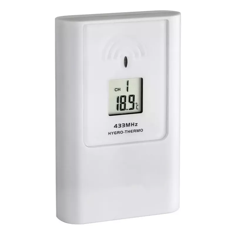 Estación meteorológica interior/exterior tfa dostmann Casa White LCD a pilas — inalámbrica 0,433 GHz, AA 1,5 V, 141×100×48 mm
