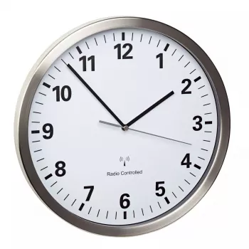 Reloj de cuarzo de pared/mesa TFA 60.3523.02 — redondo plata/blanco, 305 mm, AA 1,5 V