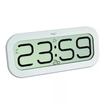 Reloj digital TFA-Dostmann 60.4514 ovalado blanco LCD 321mm
