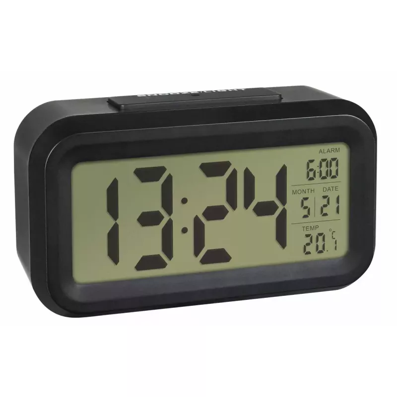 Despertador de cuarzo TFA-Dostmann 60.2018.01 negro pantalla LED