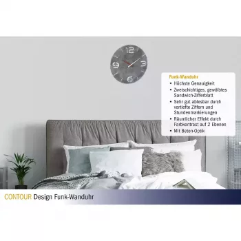 Reloj de pared TFA-Dostmann CONTOUR redondo gris blanco 35 cm