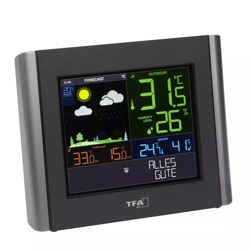 TFA-Dostmann VIEW METEO negro a pilas Wi-Fi humedad 10-99%