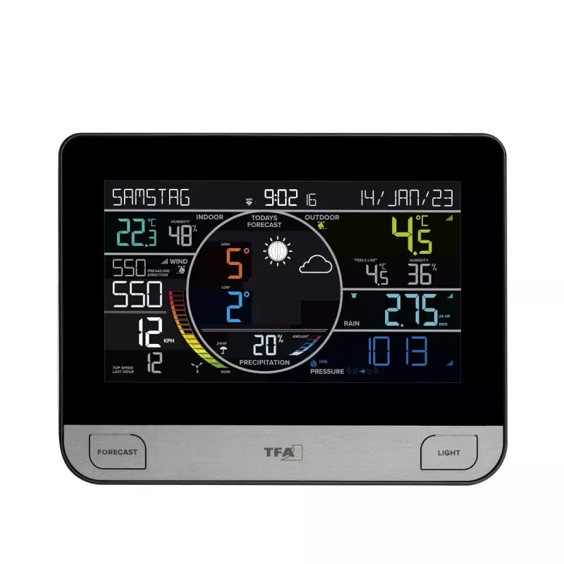 TFA-Dostmann View Pro negro DC/batería Wi-Fi anemómetro termómetro higrómetro barómetro