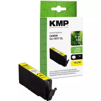 Cartucho de tinta KMP equivalente a Canon CLI-551 Y XL – amarillo, alto rendimiento