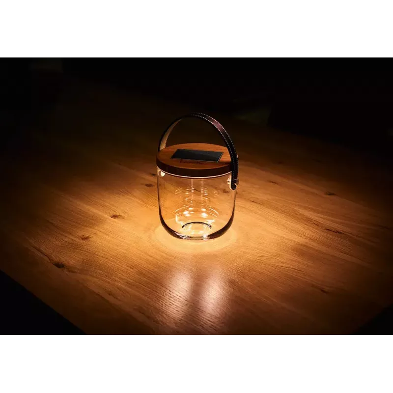 Lámpara de mesa Krinner LUMIX Deco Glass Basic LED transparente bambú vidrio
