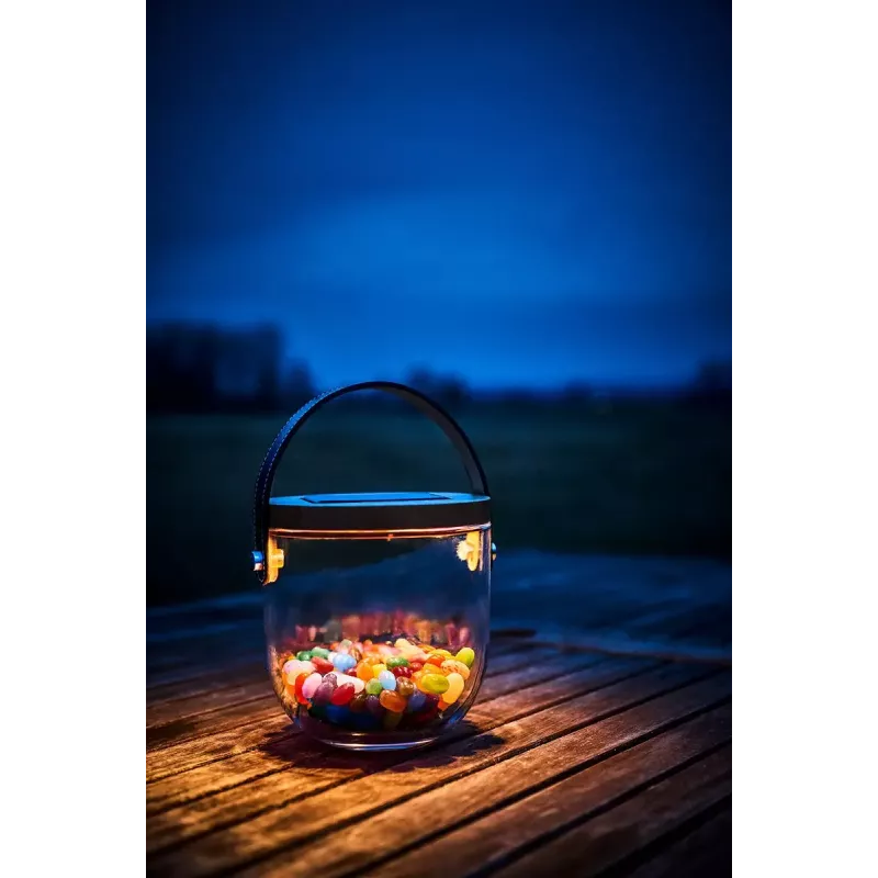 Lámpara de mesa Krinner LUMIX Deco Glass Basic LED transparente bambú vidrio
