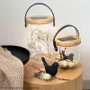 Lámpara de mesa Krinner LUMIX Deco Glass Basic LED transparente bambú vidrio