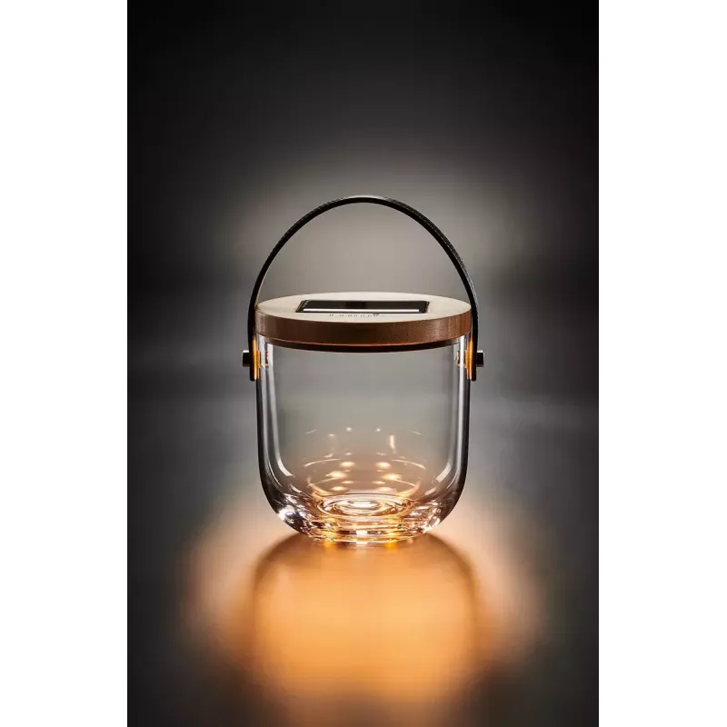 Lámpara de mesa Krinner LUMIX Deco Glass Basic LED transparente bambú vidrio