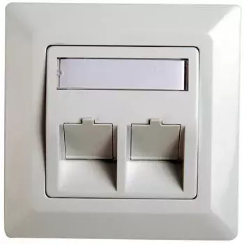 Marco adaptador RJ45 Cat.5e Telegärtner H02010A0040 45° doble 80x80 mm blanco alpino