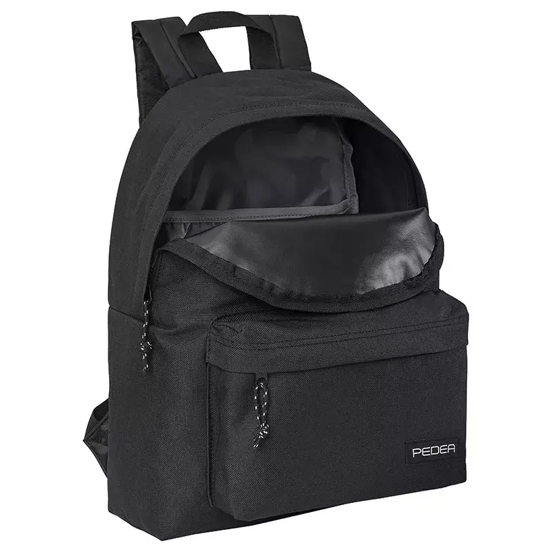 Mochila PEDEA Style para dispositivos de hasta 33,8 cm (13,3 pulgadas), negra, 1 bolsillo frontal, asa de transporte, correa de hombro