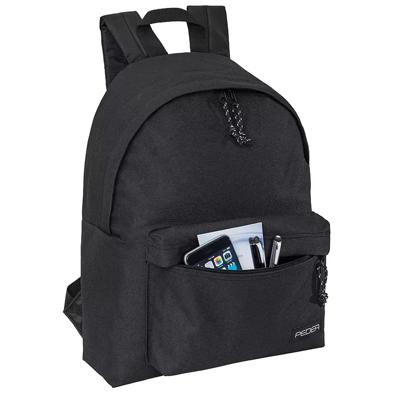 Mochila PEDEA Style para dispositivos de hasta 33,8 cm (13,3 pulgadas), negra, 1 bolsillo frontal, asa de transporte, correa de hombro