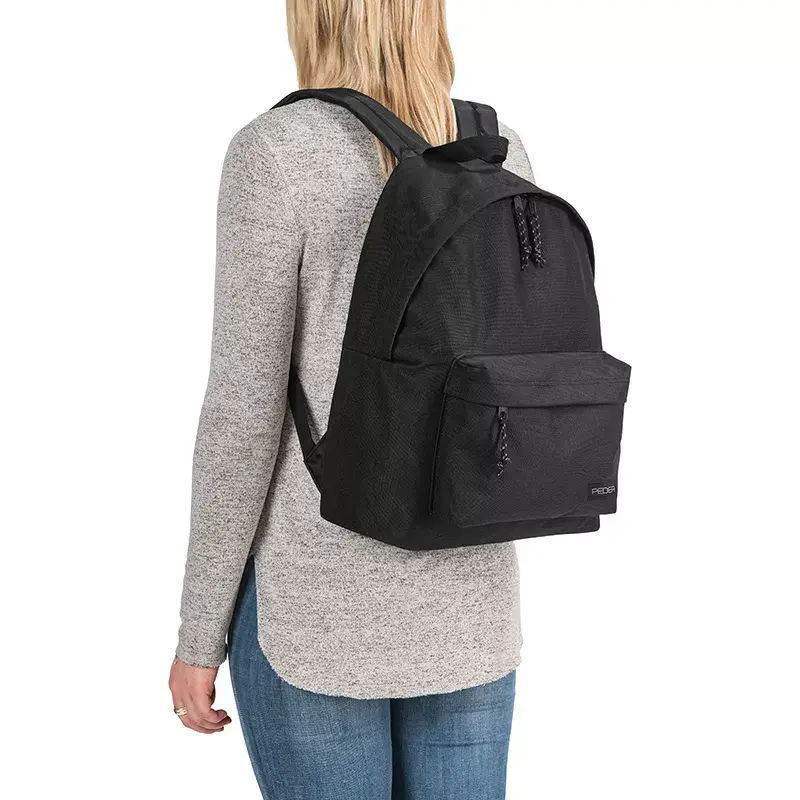 Mochila PEDEA Style para dispositivos de hasta 33,8 cm (13,3 pulgadas), negra, 1 bolsillo frontal, asa de transporte, correa de hombro