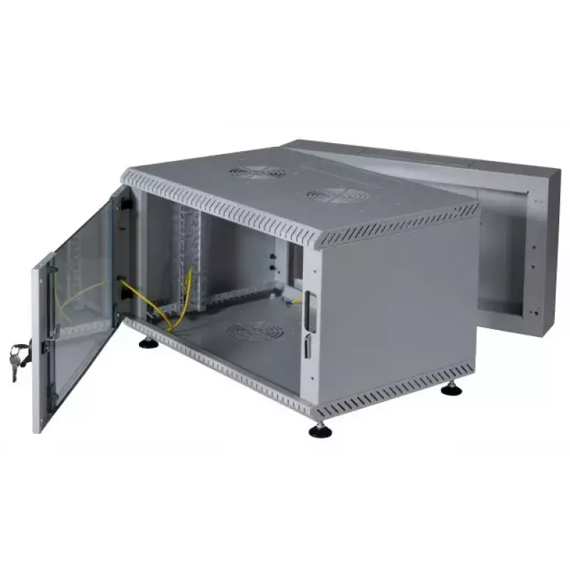 EFB Elektronik DUO armario mural de 19" 21U, bastidor abatible de 2 piezas, 500 mm de profundidad, gris claro RAL 7035
