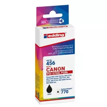 Cartucho de tinta Edding EDD-456 compatible con Canon, negro, 22 ml, 770 páginas, pack individual