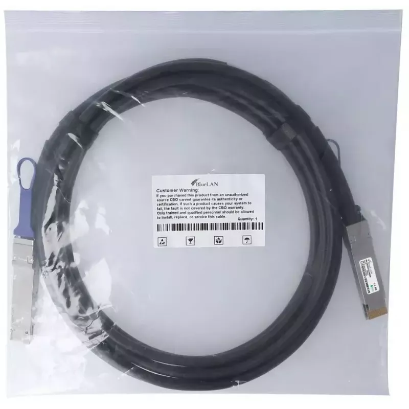 BlueOptics QDD-400-CU2M-BL cable de fibra óptica InfiniBand 2 m QSFP-DD negro