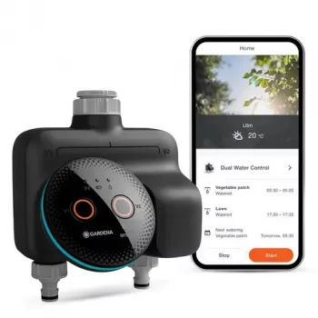 GARDENA smart home control de agua Wireless 19034-20 — Bluetooth, alimentado por pilas (AA), negro