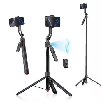 Trípode 4smarts 541772 para smartphone y cámara digital, 3 patas, altura máxima 176 cm, peso 560 g, negro