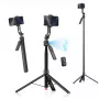 Trípode 4smarts 541772 para smartphone y cámara digital, 3 patas, altura máxima 176 cm, peso 560 g, negro