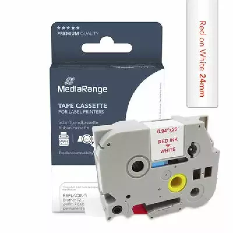 Cinta para impresora MediaRange MRBTZ252 roja 2,4 cm 8 m