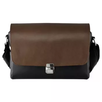 Bolsa de hombro para cámaras Olympus CBG-11 PR de OLYMPUS — negra y marrón, modelo V613014NW000