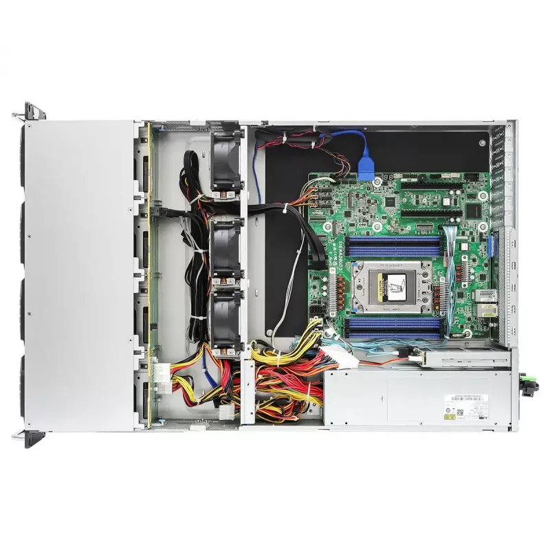 Barebone de servidor ASRock 2U12L2S-SIENA (2U) — AMD SoC, Socket SP6, 12 bahías de 3,5 pulgadas + 2 de 2,5 pulgadas, fuente de alimentación 800W, DDR5 hasta 96GB