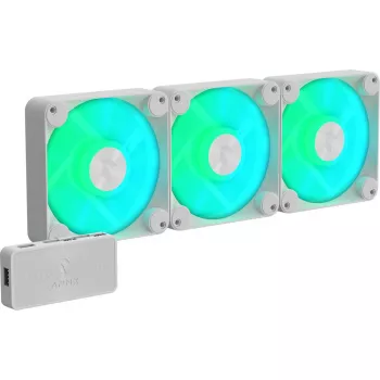 Ventilador de carcasa APNX 120 mm pack de 3 — APNX FP1-120 blanco, tres ventiladores de 120 mm