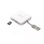 Lector de tarjetas PNY All in One Reader — USB 2.0, 480 Mbit/s, compatible con CF/SD/MicroSD/MS/MiniSD/MMC, blanco, 54×54×13 mm, 29 g