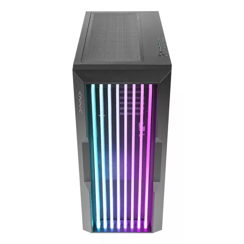 Caja de PC AZZA Guardian Glass semitorre – negra, ATX/Micro‑ATX/ITX/EATX, compatible con 3,5 pulgadas×2 / 2,5 pulgadas×4, ventiladores frontales de 120/140 mm