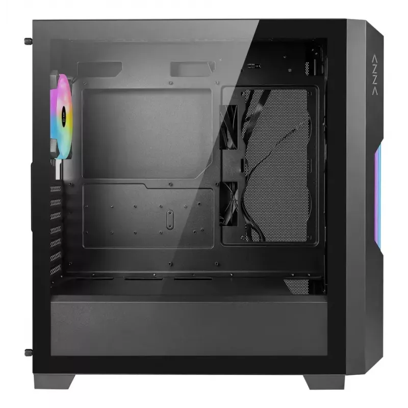 Caja de PC AZZA Guardian Glass semitorre – negra, ATX/Micro‑ATX/ITX/EATX, compatible con 3,5 pulgadas×2 / 2,5 pulgadas×4, ventiladores frontales de 120/140 mm