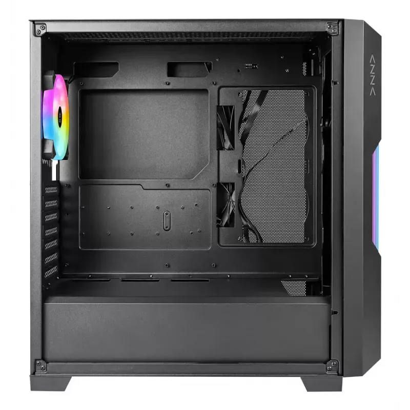 Caja de PC AZZA Guardian Glass semitorre – negra, ATX/Micro‑ATX/ITX/EATX, compatible con 3,5 pulgadas×2 / 2,5 pulgadas×4, ventiladores frontales de 120/140 mm