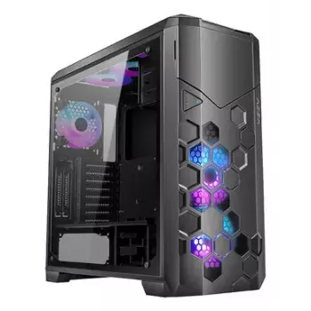 Caja de PC AZZA STORM ARGB torre completa – negra, compatible con ATX/Micro-ATX/EATX, ventiladores ARGB preinstalados