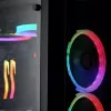Caja de PC torre Midi RAIJINTEK Ponos MS — negra, compatible con ventiladores frontales de 120/140 mm, 1× 120 mm trasero, HDD 3,5 pulgadas, SSD 2,5 pulgadas, 210×442×485 mm