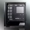 Caja de PC torre Midi RAIJINTEK Ponos MS — negra, compatible con ventiladores frontales de 120/140 mm, 1× 120 mm trasero, HDD 3,5 pulgadas, SSD 2,5 pulgadas, 210×442×485 mm