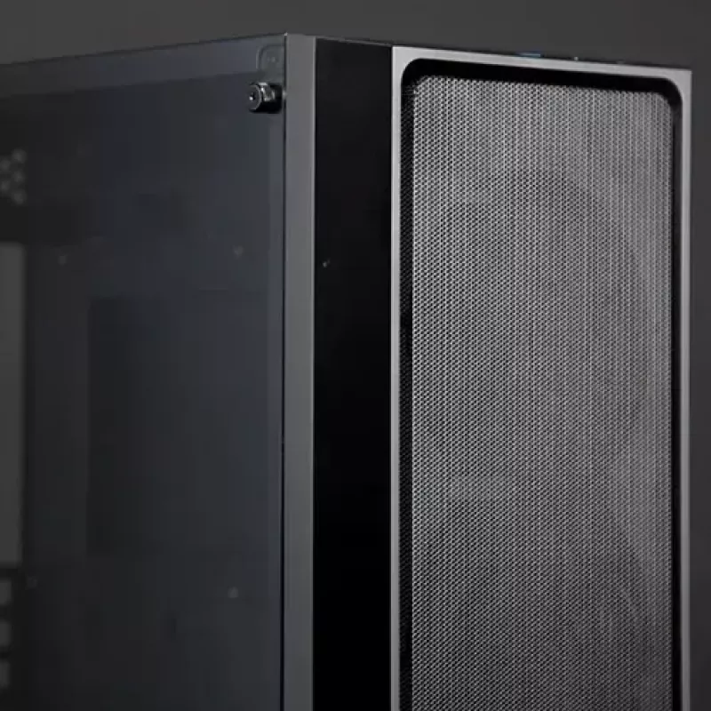 Caja de PC torre Midi RAIJINTEK Ponos MS — negra, compatible con ventiladores frontales de 120/140 mm, 1× 120 mm trasero, HDD 3,5 pulgadas, SSD 2,5 pulgadas, 210×442×485 mm