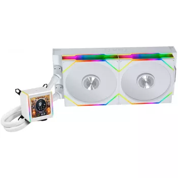 Refrigeración líquida AiO para CPU lian li Galahad II LCD 280 — radiador de 280 mm, LCD integrada, blanca