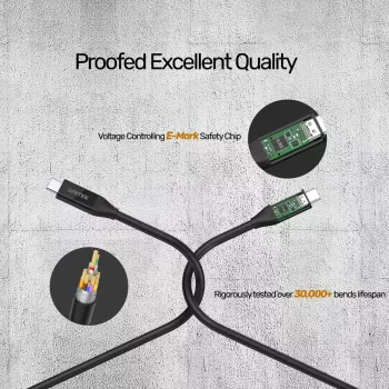 Cable USB4 Gen 2x2 USB-C Unitek C14100BK-0.8M — 0,8 m, USB-C a USB-C, 40 Gbit/s, negro