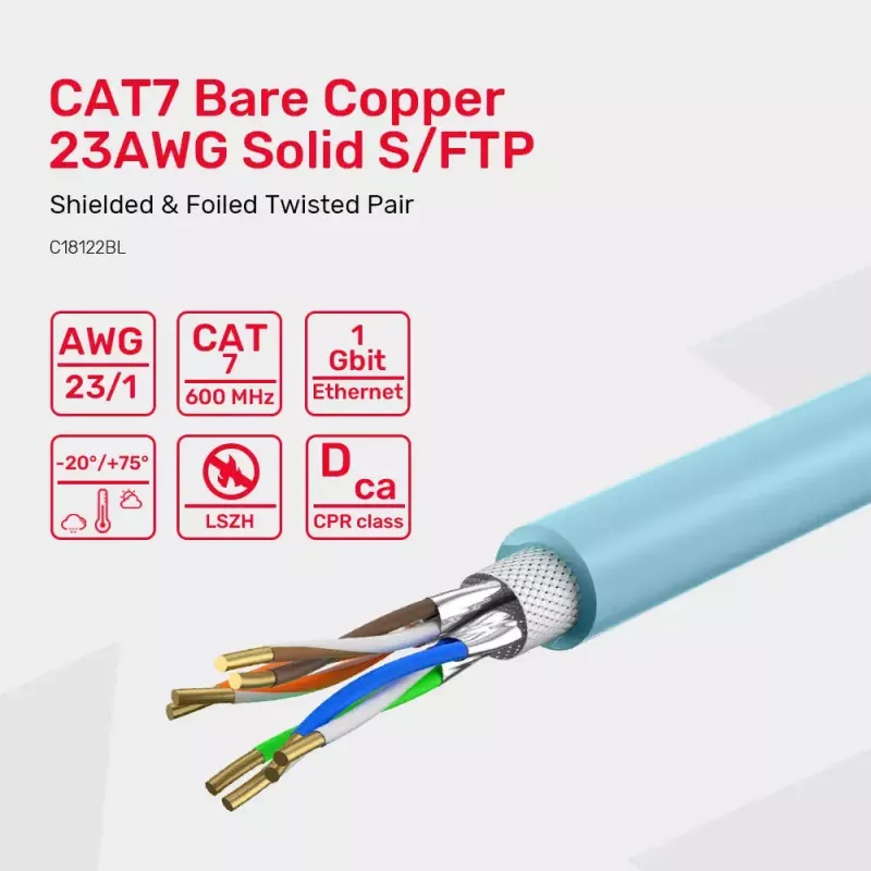 Cable de red UNITEK C18122BL RJ45 Cat7 305m azul