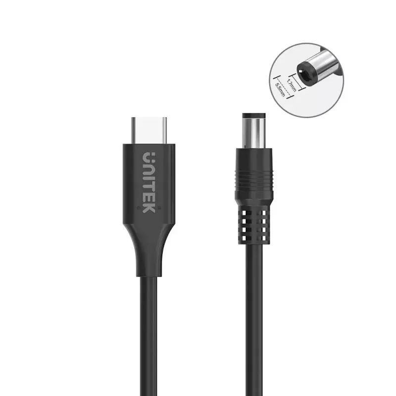 Cable de alimentación UNITEK C14119BK-1.8M 1.8m USB C DC 20V 3.25A