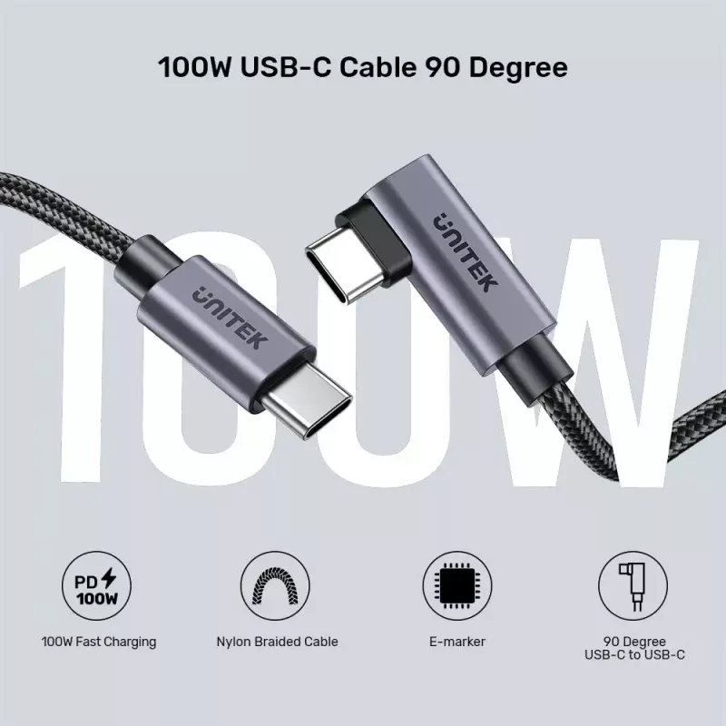 Cable USB UNITEK C14123BK-1M 1 m USB 2.0 negro gris