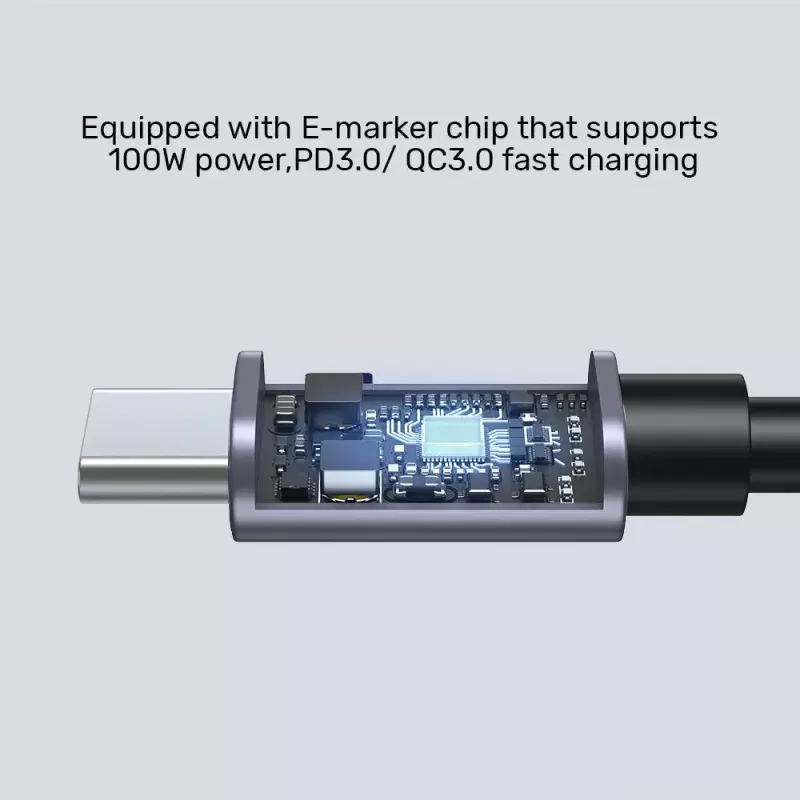 Cable USB UNITEK C14123BK-3M USB 2.0 USB-C 3 m negro gris