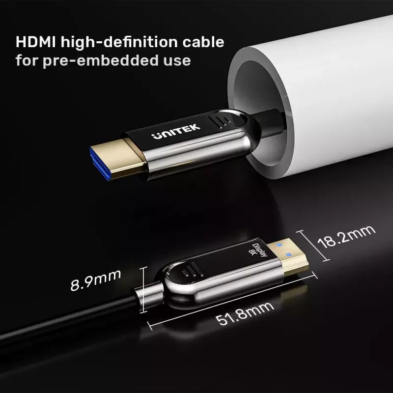 Cable HDMI UNITEK C11085GY01-80M 80 m 2.1 48 Gbit/s negro
