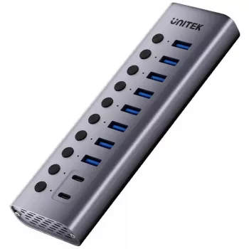 Hub USB Unitek H1315B01-EU – 10 puertos 5 Gbit/s con puertos con interruptor individual