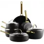 Set de sartenes GreenPan CC008481-001 — set mixto de 6 piezas, negro y dorado