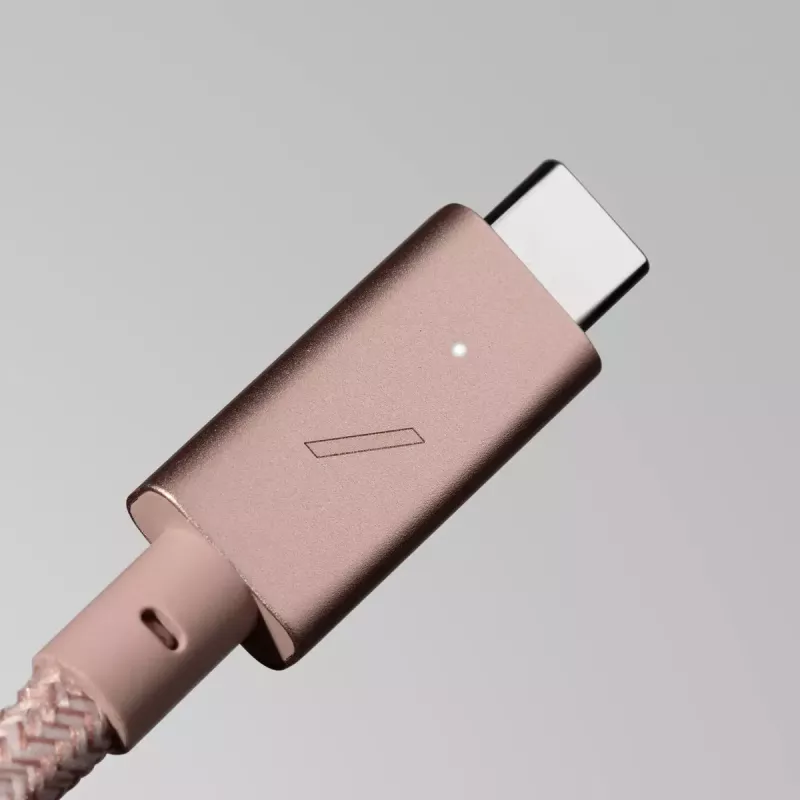Native Union Belt Cable Pro USB-C a USB-C, 2,4 m, pantalla LED, Rose