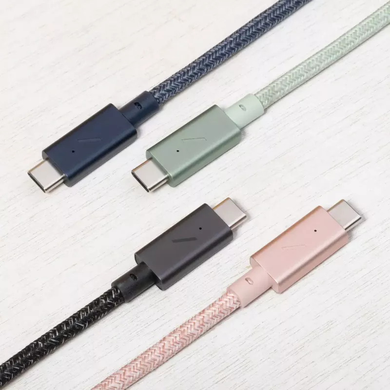 Native Union Belt Cable Pro USB-C a USB-C, 2,4 m, pantalla LED, Rose